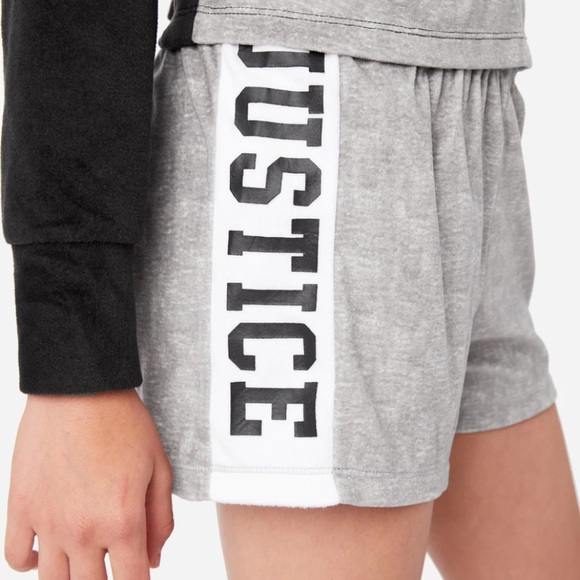 NWT JUSTICE Color Block Fleece Shorts and Pants Pajama Set - Picture 7 of 7